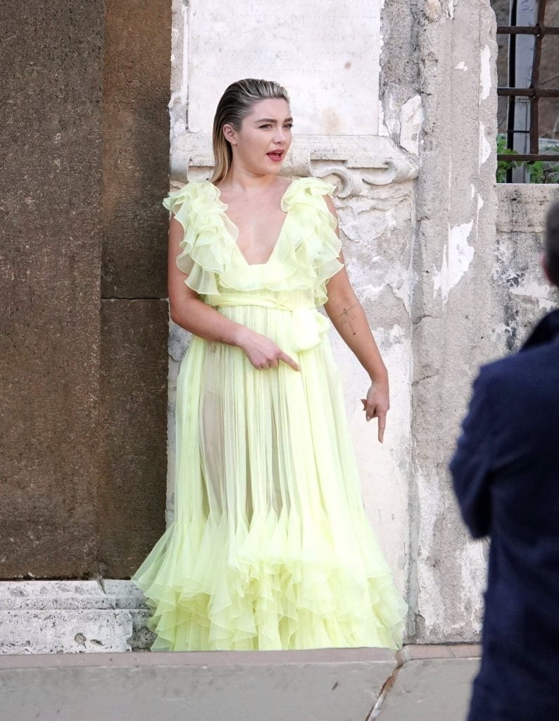 Florence Pugh Spotted Filming A Commercial For Valentino In Rome