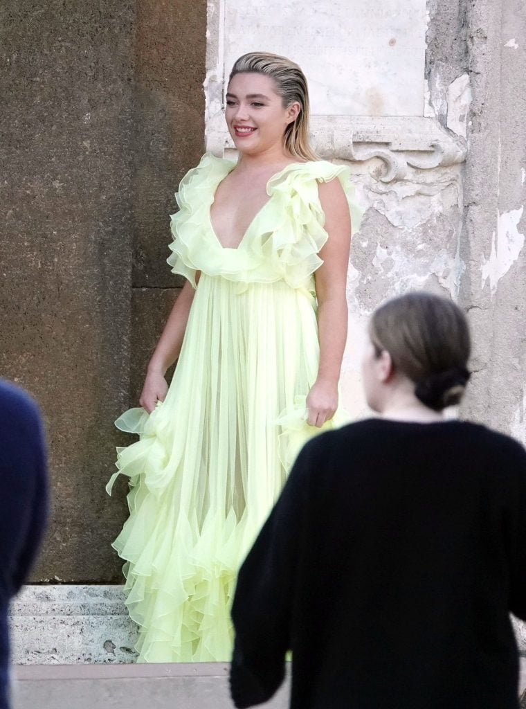 Florence Pugh Spotted Filming A Commercial For Valentino In Rome