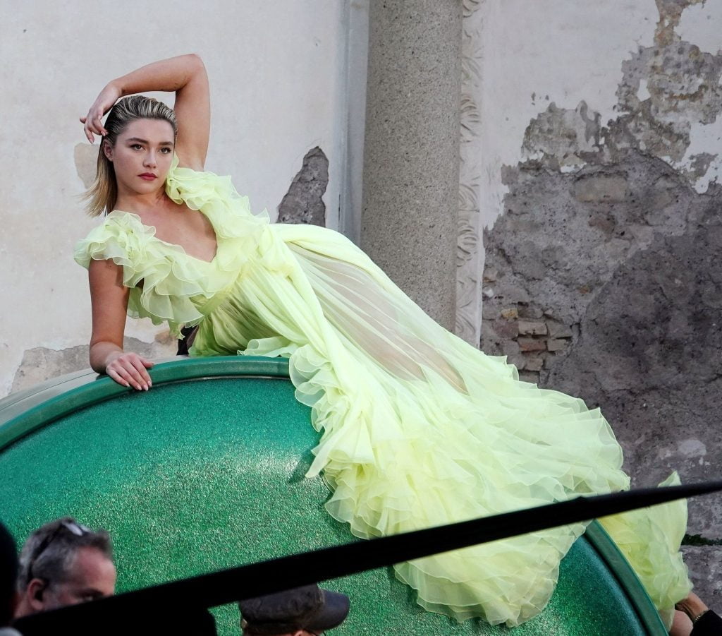 Florence Pugh Spotted Filming A Commercial For Valentino In Rome