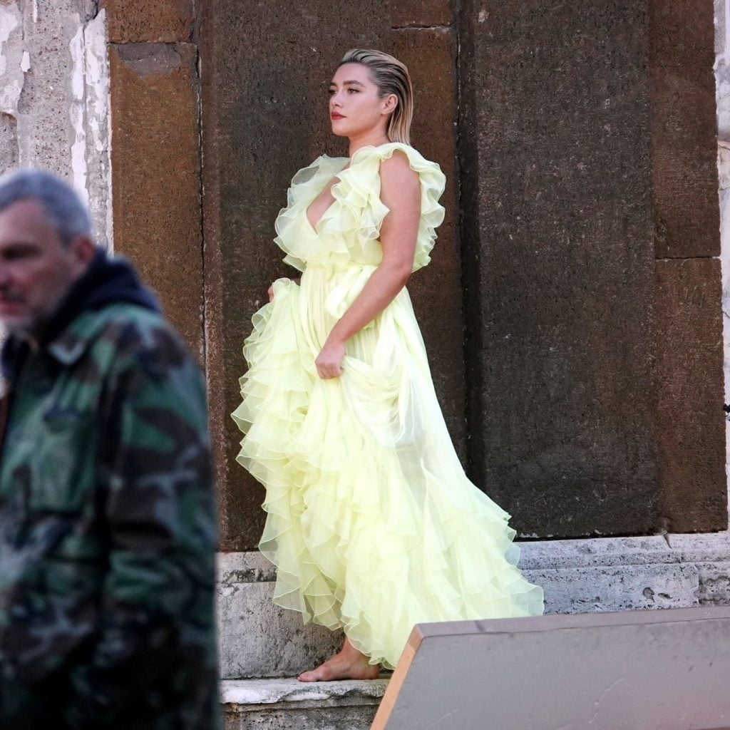 Florence Pugh Spotted Filming A Commercial For Valentino In Rome