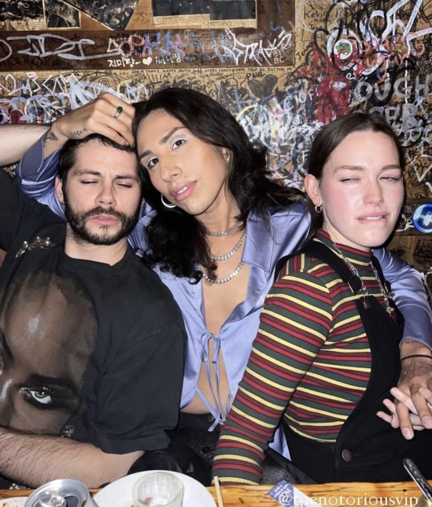 Dylan O’Brien, Victoria Pedretti, and River Gallo On The Set Of “Ponyboi”