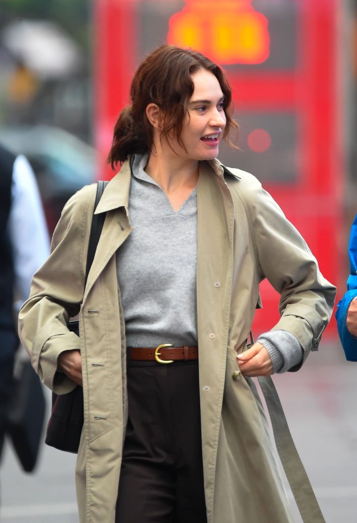 Lily James Spotted On The Set Of David MacKenzie's “Relay”