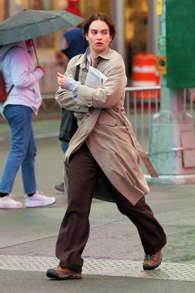 Lily James Spotted On The Set Of David MacKenzie's “Relay”