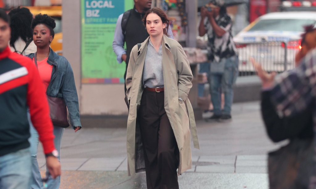 Lily James Spotted On The Set Of David MacKenzie's “Relay”