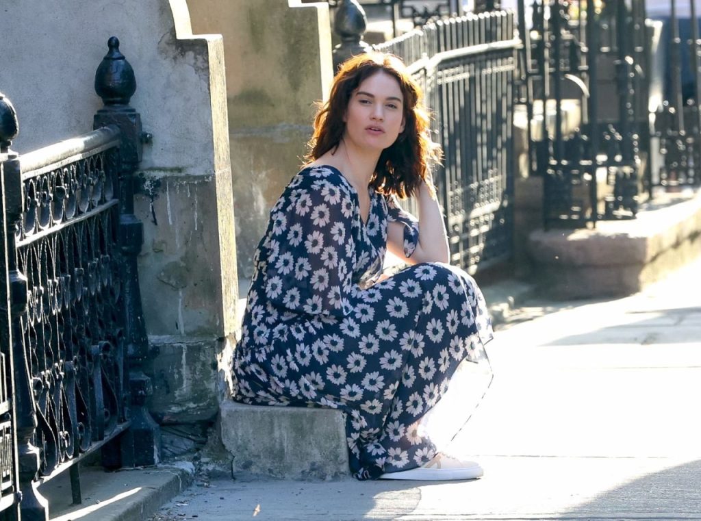 Lily James Spotted On The Set Of David MacKenzie's “Relay”