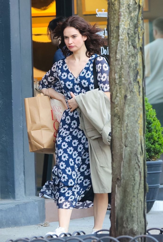 Lily James Spotted On The Set Of David MacKenzie's “Relay”