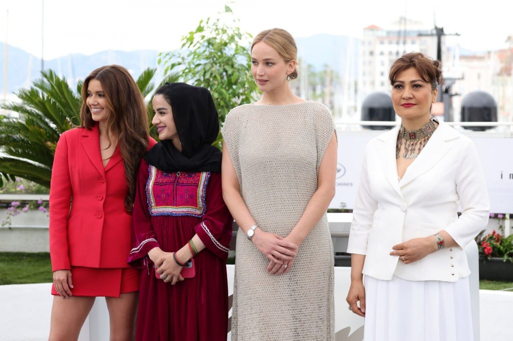 Jennifer Lawrence Spotted for the Photocall of Sahra Mani’s Documentary 'Bread and Roses' at the 76th Annual Cannes Festival