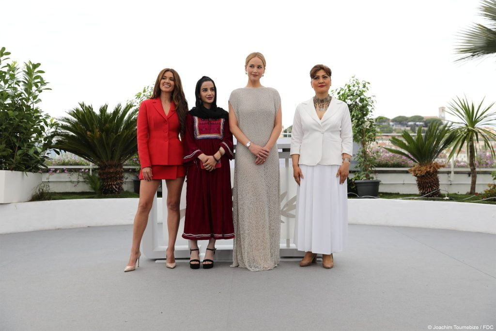 Jennifer Lawrence Spotted for the Photocall of Sahra Mani’s Documentary 'Bread and Roses' at the 76th Annual Cannes Festival