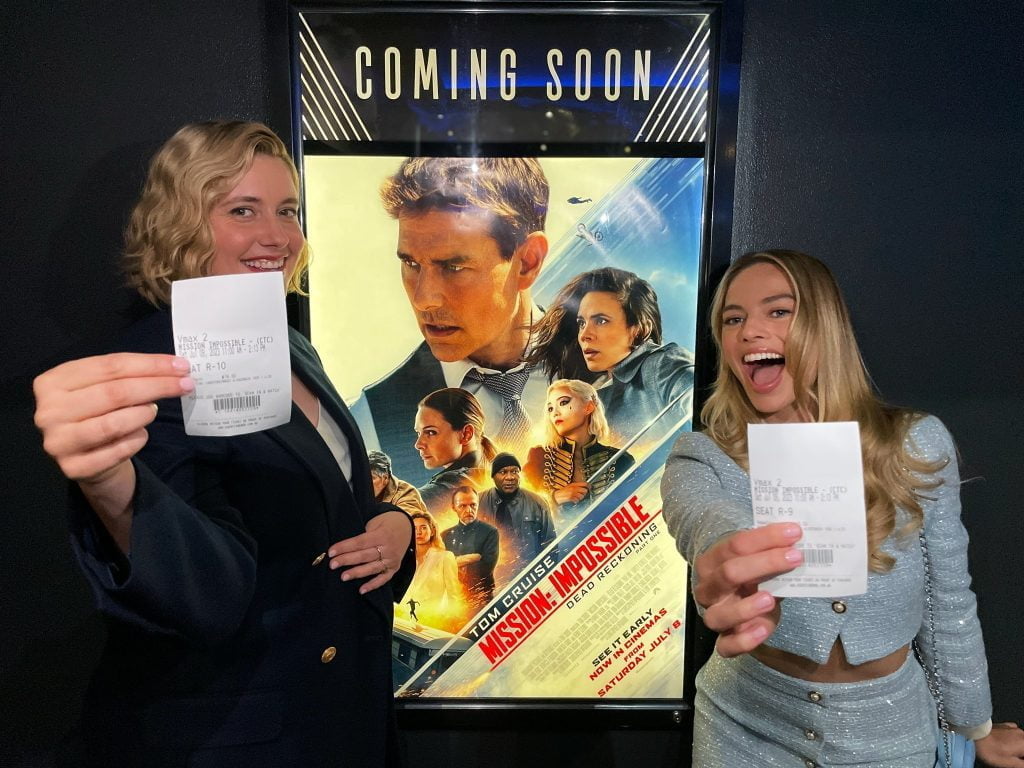 Greta Gerwig and Margot Robbie Show Their Ticket to Attend 'Oppenheimer'