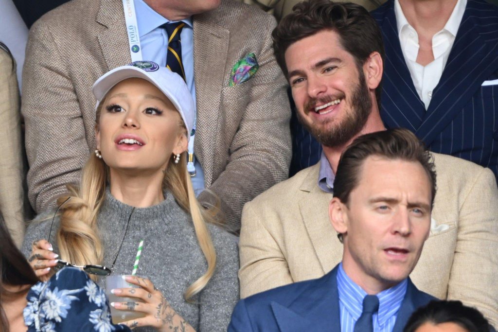 Jonathan Bailey, Ariana Grande, Andrew Garfield, Tom Hiddleston, and Zawe Ashton were spotted at the Wimbledon 2023 men's final