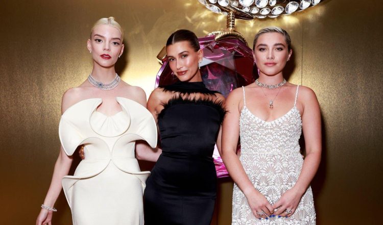 Anya Taylor-Joy Hailey Bieber and Florence Pugh at Tiffany & Co.'s Omotesando Store