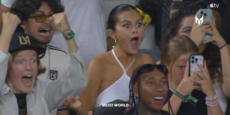Selena Gomez's Reaction to Messi's Near Goal at LAFC vs. Inter Miami Match