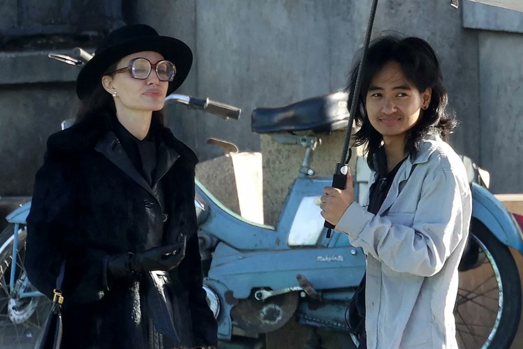 Angelina Jolie and Sons Maddox & Pax Jolie-Pitt Spotted on Set of Maria Callas Biopic in Paris