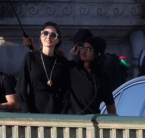 Angelina Jolie and Sons Maddox & Pax Jolie-Pitt Spotted on Set of Maria Callas Biopic in Paris