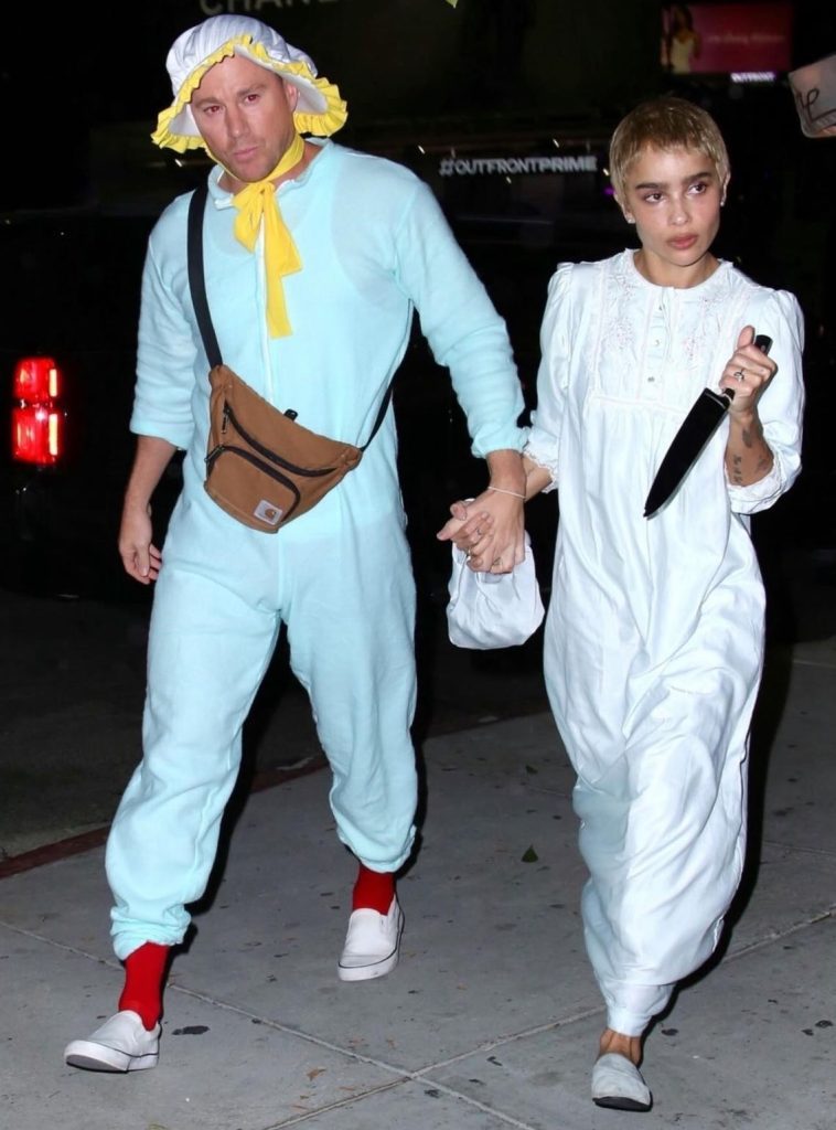 Tatum and Kravitz dressed as Rosemary and her baby at Kendall Jenner's star-studded Halloween party