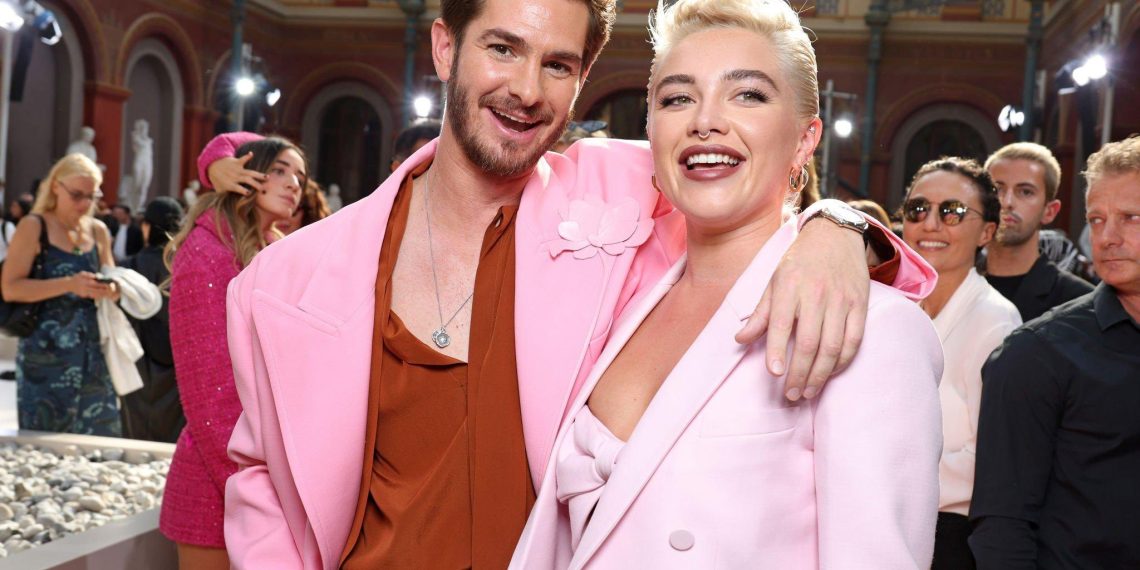 Florence Pugh and Andrew Garfield Spotted at the Valentino Womenswear Spring/Summer 2024 show
