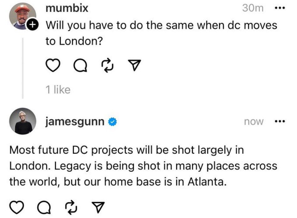 James Gunn on the filming for DC Studios projects