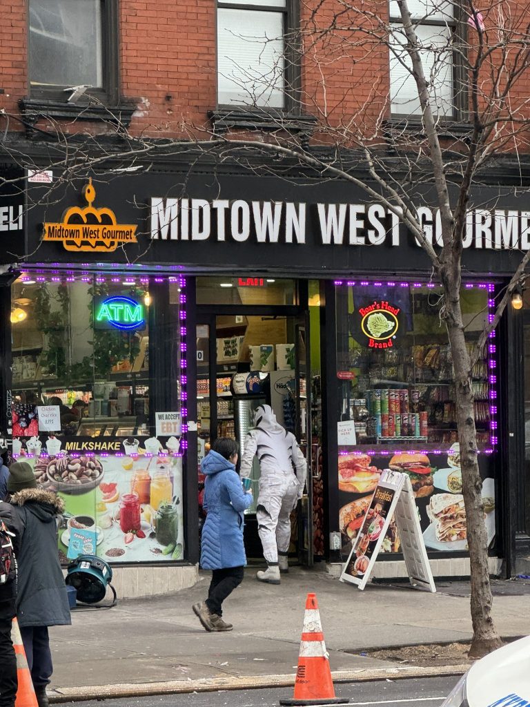 A new character in a White Tiger costume spotted on the 'Daredevil: Born Again' set at Midtown West Gourmet.