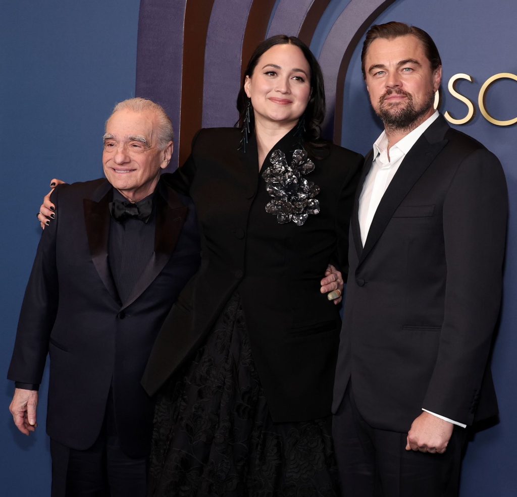 Martin Scorsese, Lily Gladstone and Leonardo DiCaprio