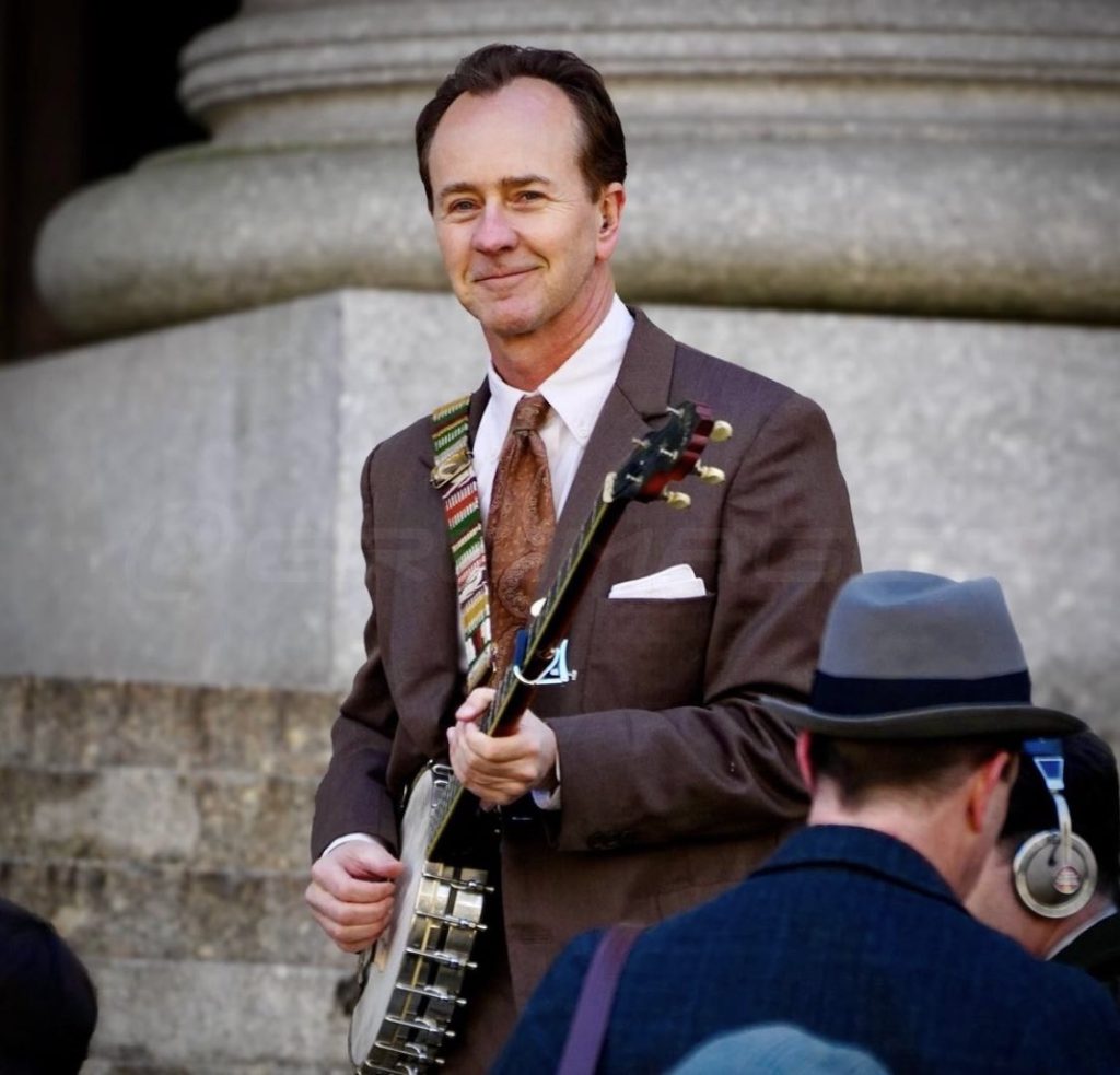 First look at Edward Norton as Pete Seeger filming in NYC