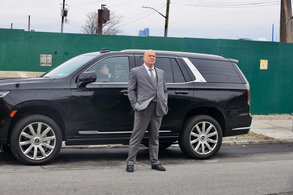 Vincent D'Onofrio (Kingpin) and Ayelet Zurer (Vanessa Fisk) were seen filming 'Daredevil: Born Again' in NYC on April 8, 2024.