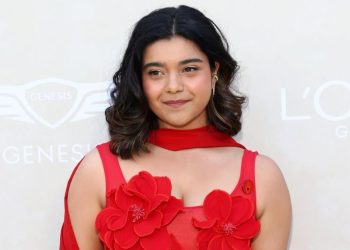 Iman Vellani Wears Artists4Ceasefire Red Pin at 2024 Gold Gala in Los Angeles