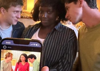 Ruaridh Mollica Lolly Adefope and Isaac Cole Powell Recreate Scene from 'Challengers'