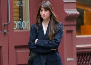 Dakota Johnson Strolls Through the Streets of New York City for Filming of Celine Song's 'The Materialists'