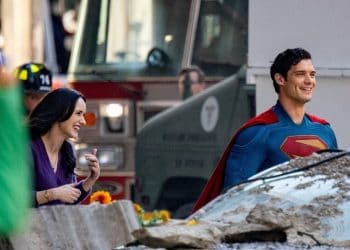 Image: David Corenswet with Rachel Brosnahan on the set of Superman