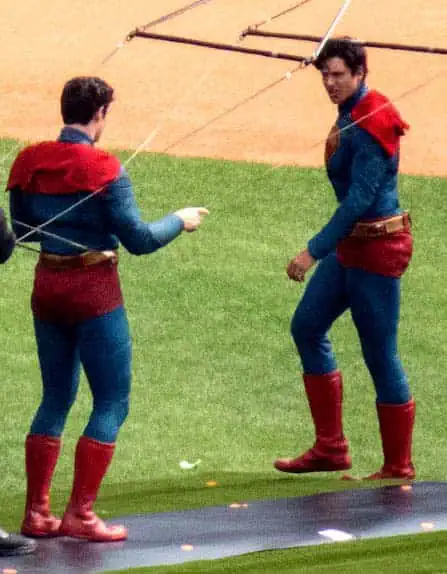 Superman vs. The Engineer Battling at LordTech Field in James Gunn's 'Superman' (Set Images)