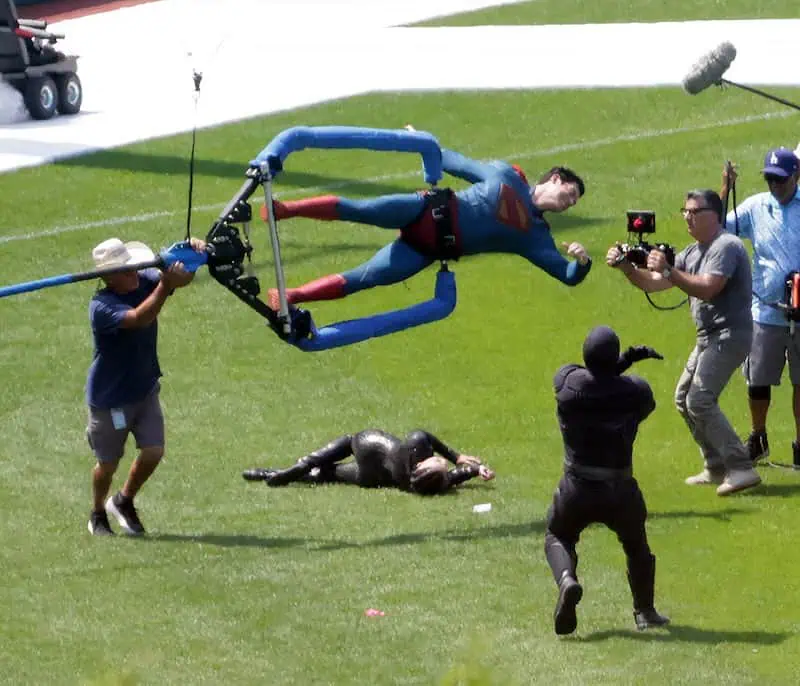 Superman vs. The Engineer Battling at LordTech Field in James Gunn's 'Superman' (Set Images)