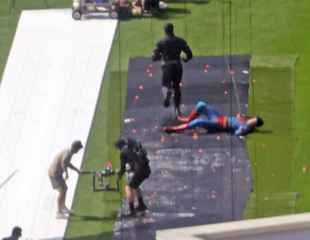 Superman vs. The Engineer Battling at LordTech Field in James Gunn's 'Superman' (Set Images)