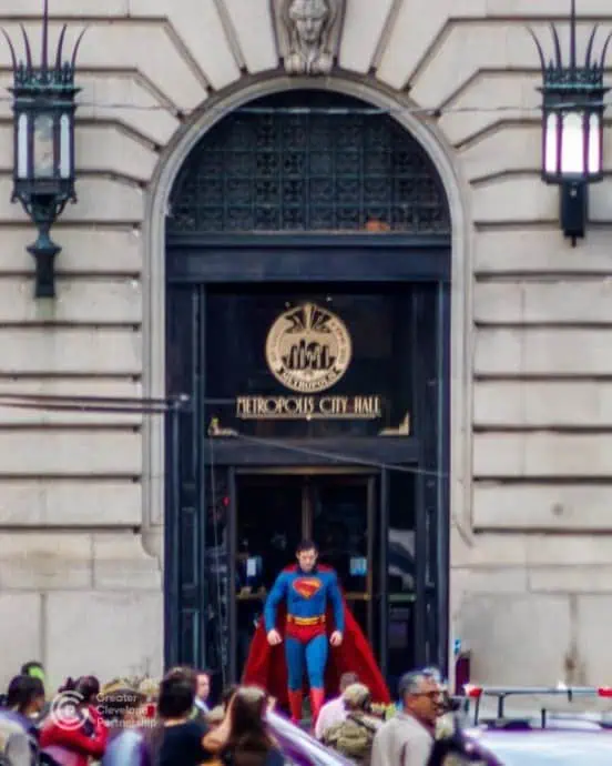 David Corenswet and James Gunn on the Set of 'Superman'