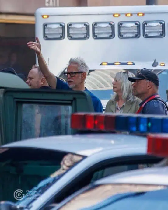 David Corenswet and James Gunn on the Set of 'Superman'
