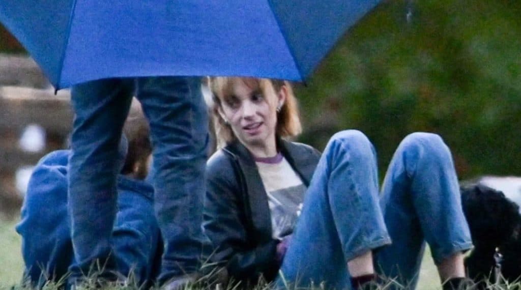 Maya Hawke and Caleb McLaughlin on the Hawkins Memorial Hospital Set of Stranger Things Season 5