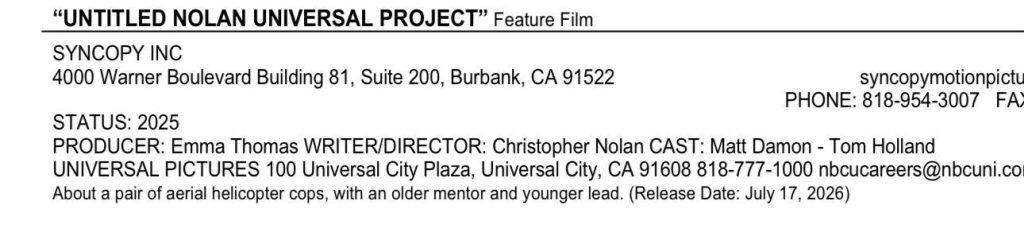 Christopher Nolan’s next movie