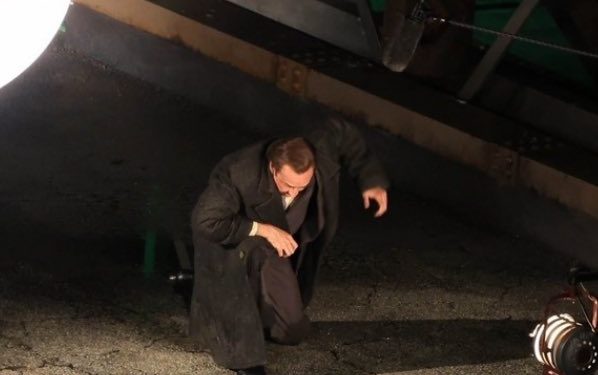Nicolas Cage on the set of Spider-Noir series