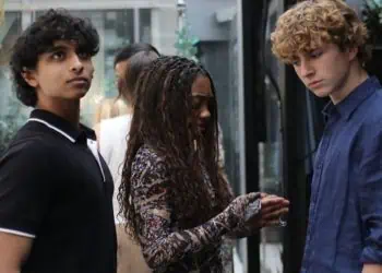 New Look at Charlie Bushnell, Leah Sava Jeffries, and Walker Scobell on Set of Percy Jackson and the Olympians Season 2 in Vancouver