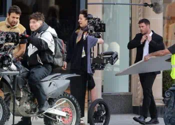 Barry Keoghan Chris Hemsworth Crime 101 set images