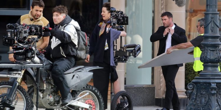 Barry Keoghan Chris Hemsworth Crime 101 set images