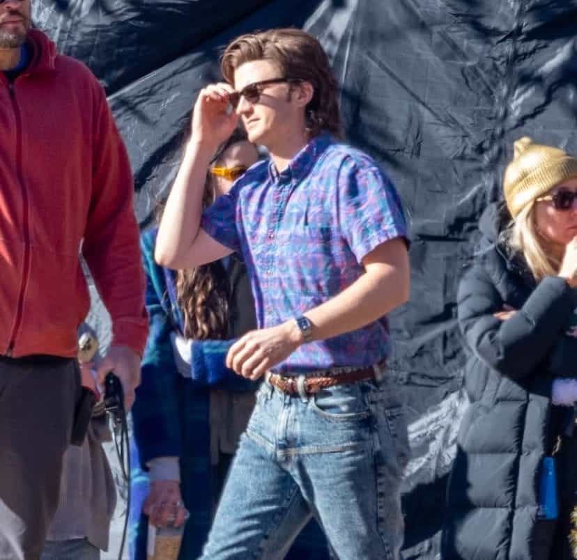 Joe Keery and Gaten Matarazzo filming Stranger Things 5