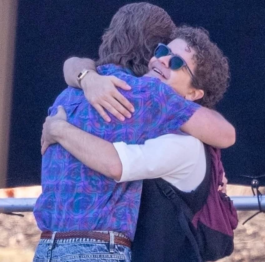 Joe Keery and Gaten Matarazzo filming Stranger Things 5