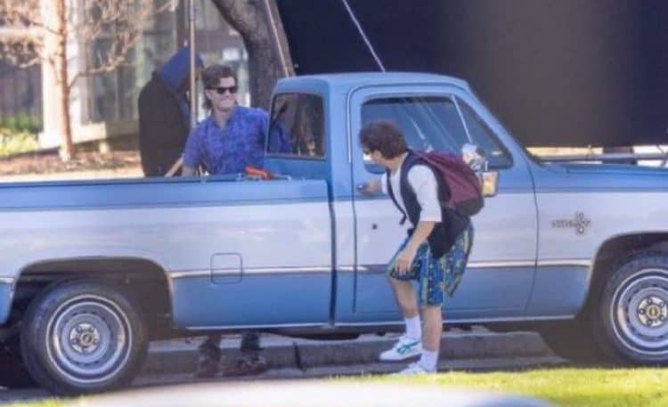 Joe Keery and Gaten Matarazzo filming Stranger Things 5