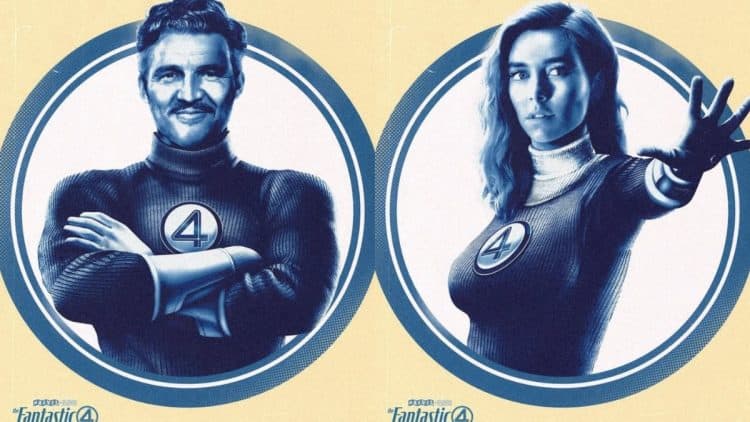 New Promotional Art of Pedro Pascal as Reed Richards and Vanessa Kirby as Sue Storm for Marvel's The Fantastic Four: First Steps