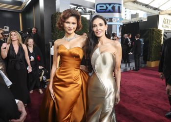 Zendaya and Demi Moore at the 2025 Golden Globes.