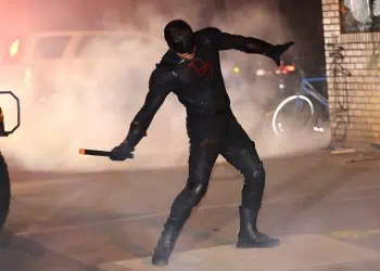 Charlie Cox Spotted in Daredevil's Black Suit on the Set of Daredevil: Born Again Season 2!