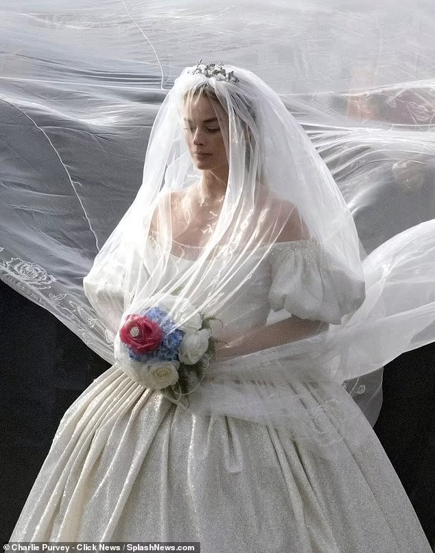 Margot Robbie Spotted in a Wedding Gown While Filming Emerald Fennell’s Wuthering Heights