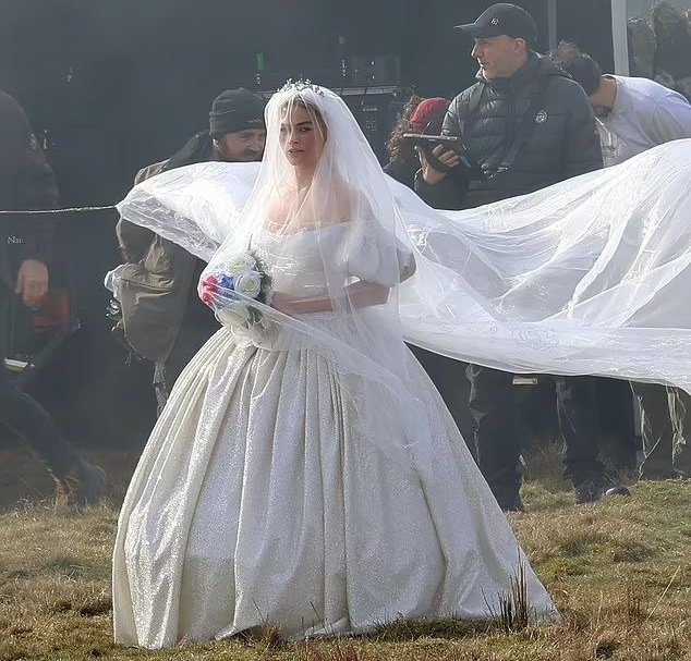 Margot Robbie Spotted in a Wedding Gown While Filming Emerald Fennell’s Wuthering Heights
