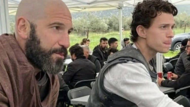 Tom Holland and Jon Bernthal The Odyssey BTS