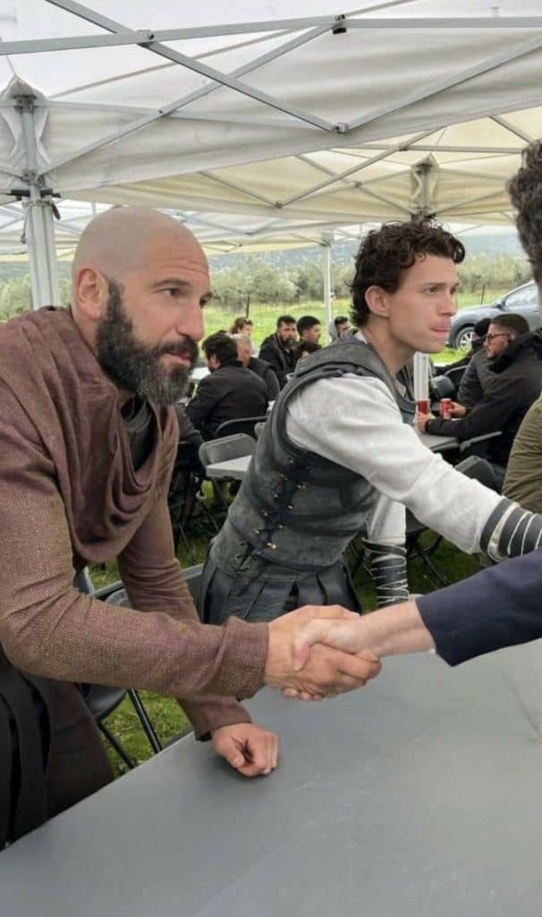 Tom Holland and Jon Bernthal The Odyssey BTS